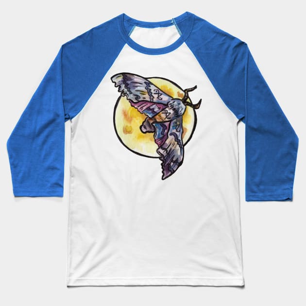 Moon Moth Baseball T-Shirt by JenTheTracy